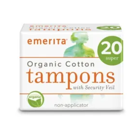 100% Organic Cotton Non-Applicator Tampons with Security Veil