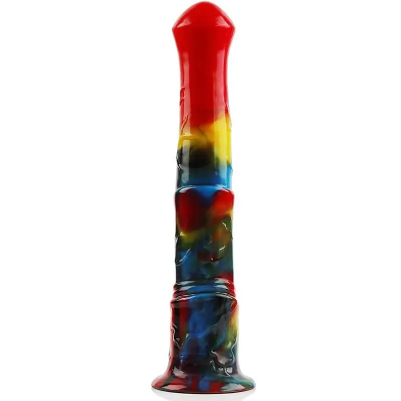 Realistic 11-Inch Multi-Colored Silicone Horse Dildo - Soft and Flexible Animal Dildo