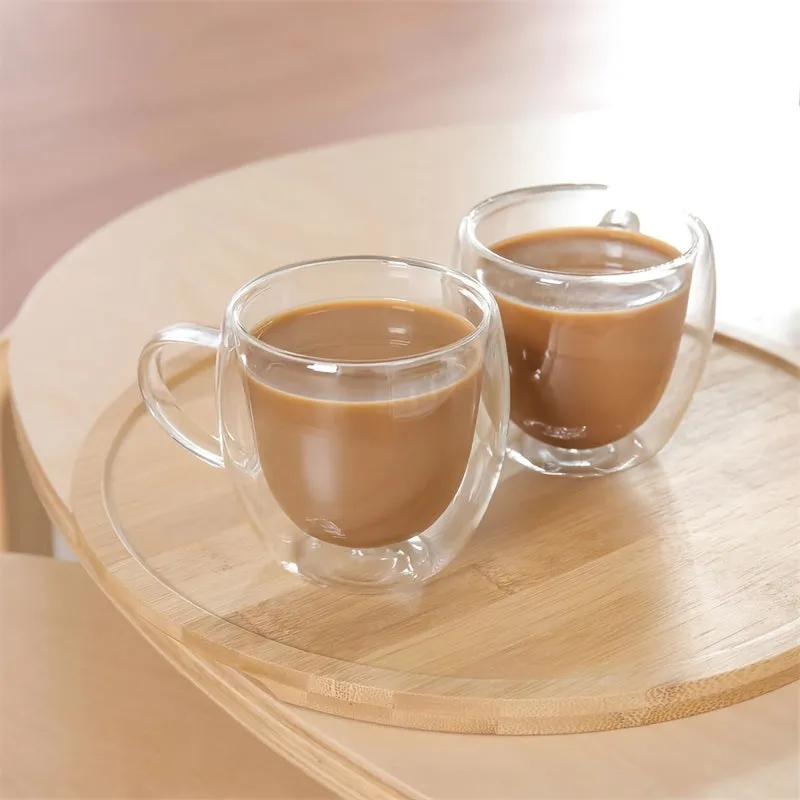 4 Pack DoubleWalled Glass Coffee Mugs  Perfect Gift Idea