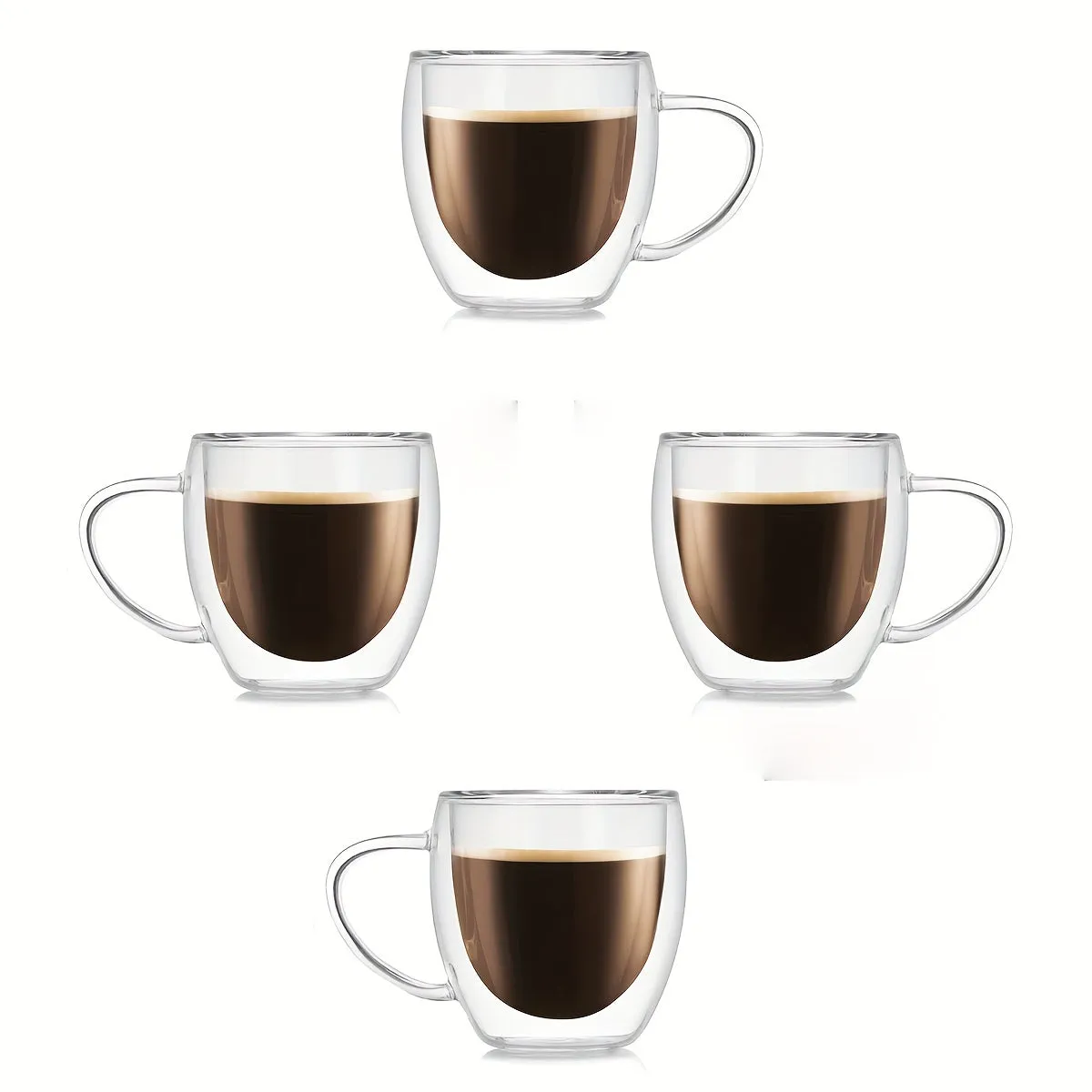 4 Pack DoubleWalled Glass Coffee Mugs  Perfect Gift Idea