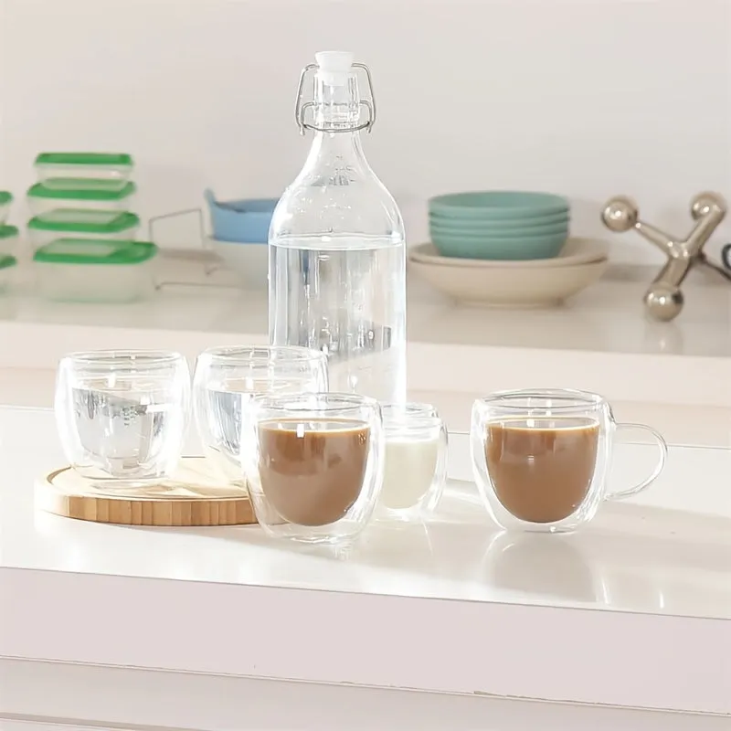 4 Pack DoubleWalled Glass Coffee Mugs  Perfect Gift Idea