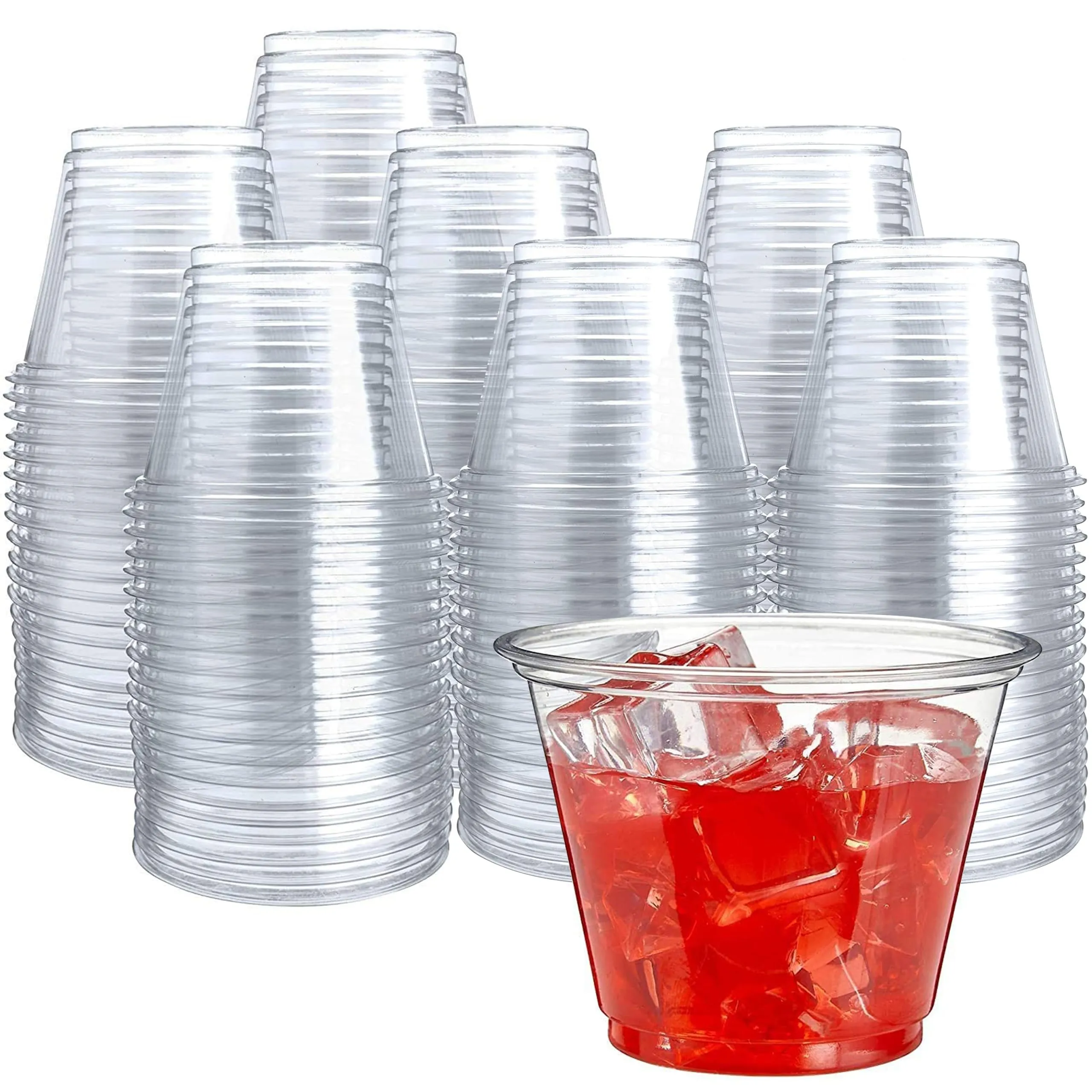 500 Clear Plastic Cups, 9oz Plastic Cups - Clear Disposable Cups, Pet Clear Cups