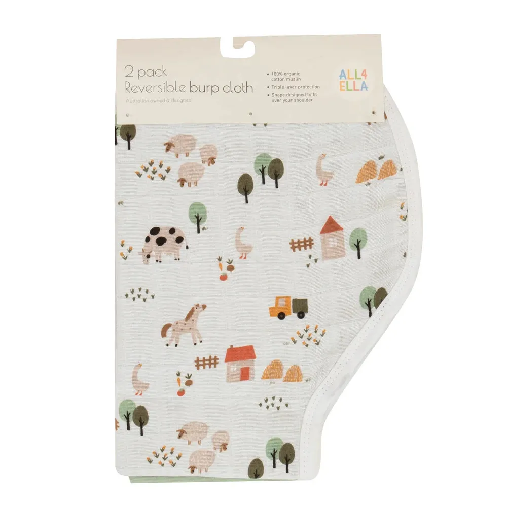 All4Ella Burp Cloth 2pk Country Farm