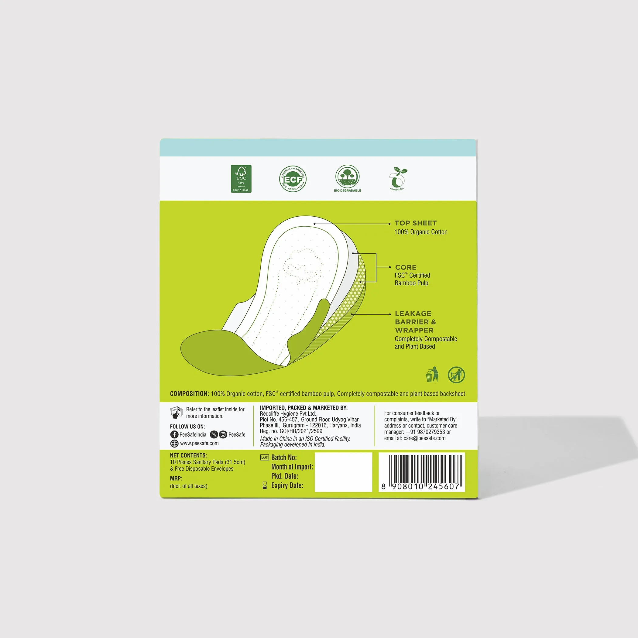 Biodegradable Sanitary Pads - Overnight (Pack of 10) - BULK BUY