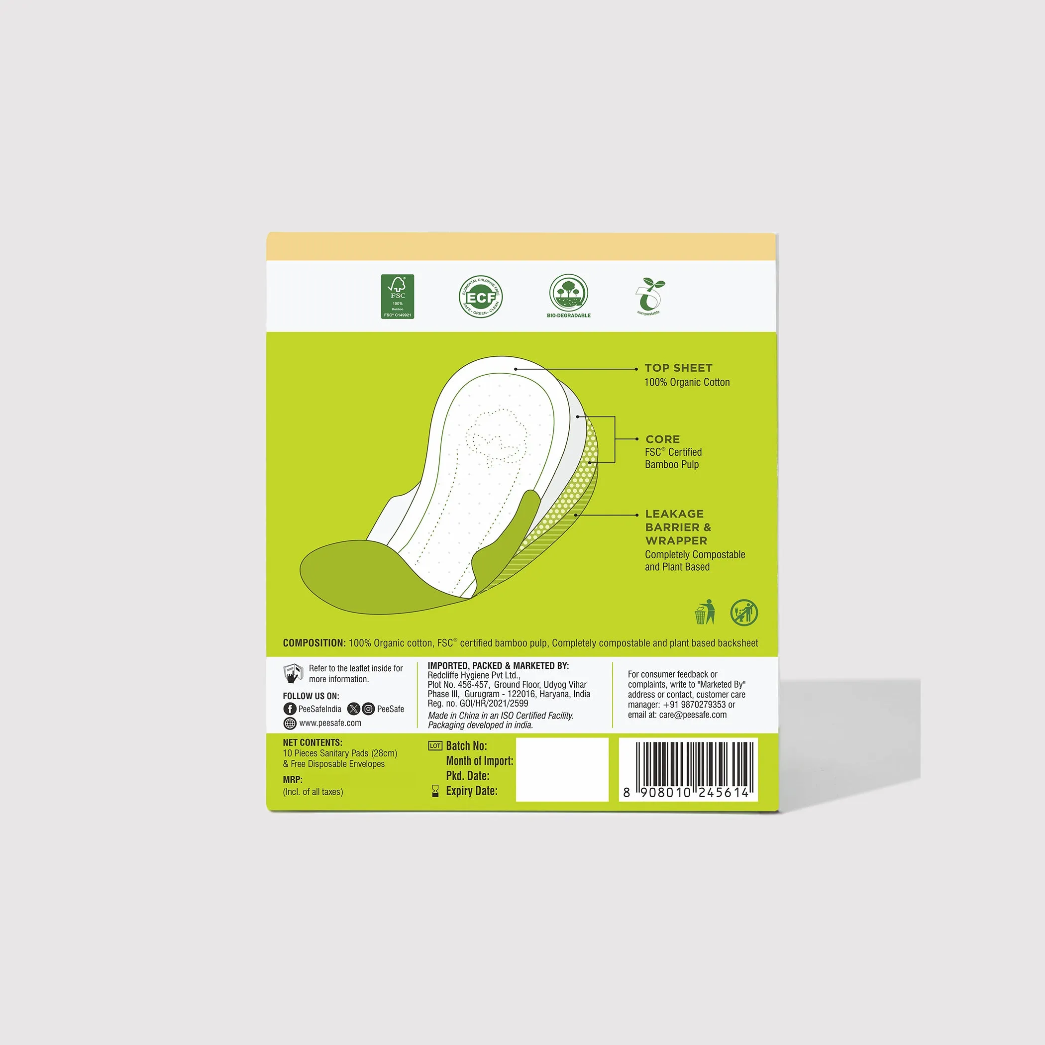 Biodegradable Sanitary Pads - Regular (Pack of 10) - BYOC