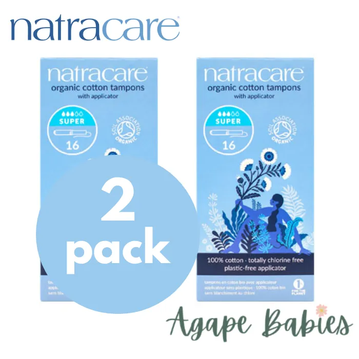 [Bundle Of 2] Natracare Organic Cotton Tampons - Super With Applicator (16pcs x 2 = 32pcs)