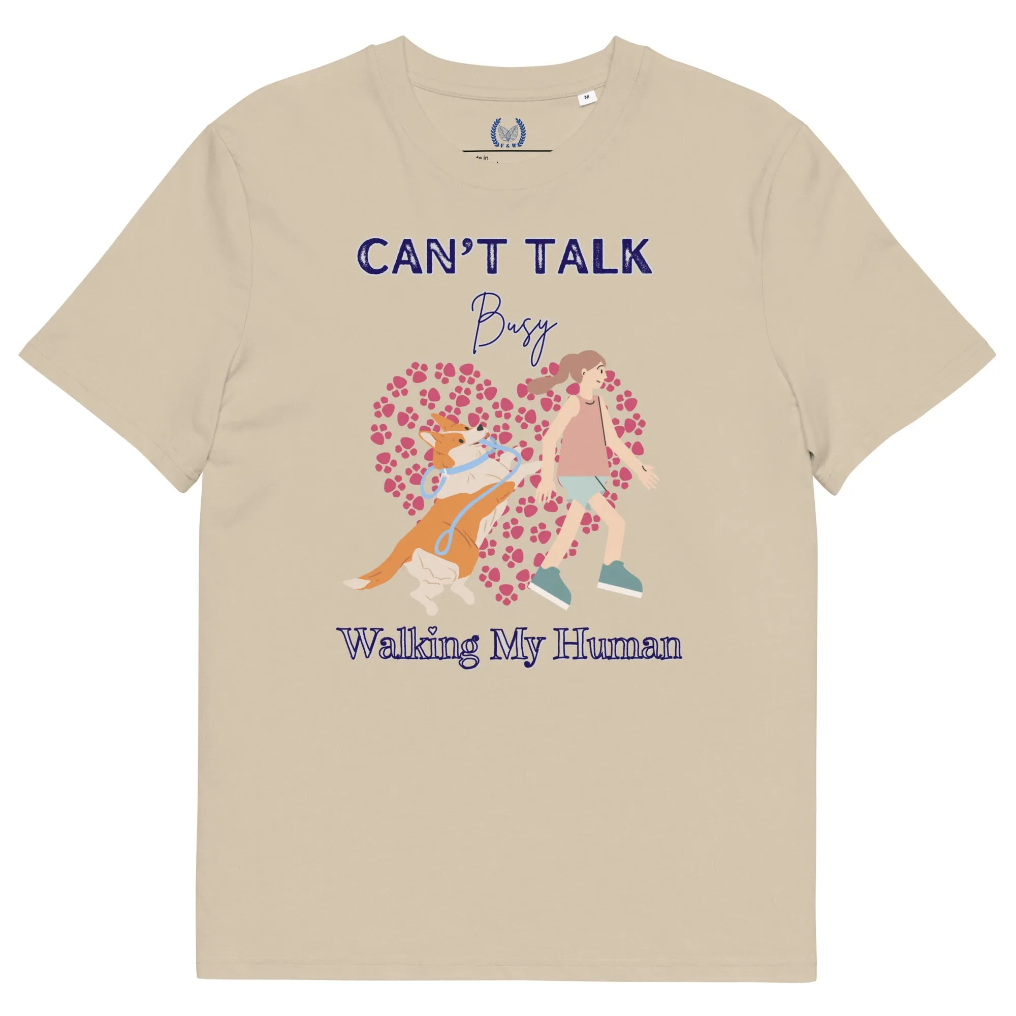 Busy walking my human, Dog themed eco-responsible t-shirt