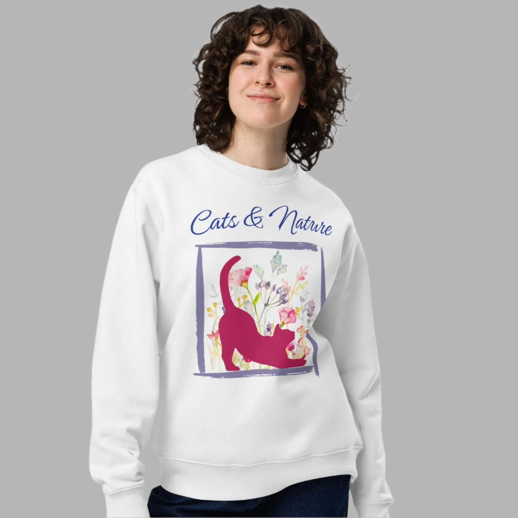 Cat Lovers’ Organic Cotton Sweatshirt | Nature Inspired