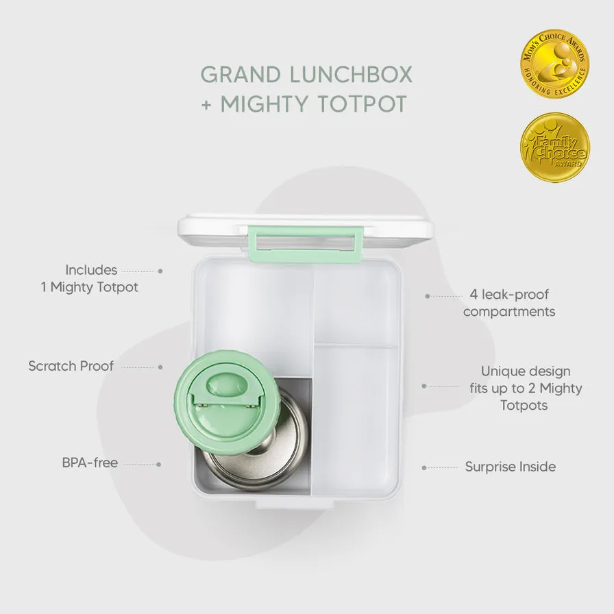 Citron Grand Lunchbox with Hot Food Jar - Dino - White