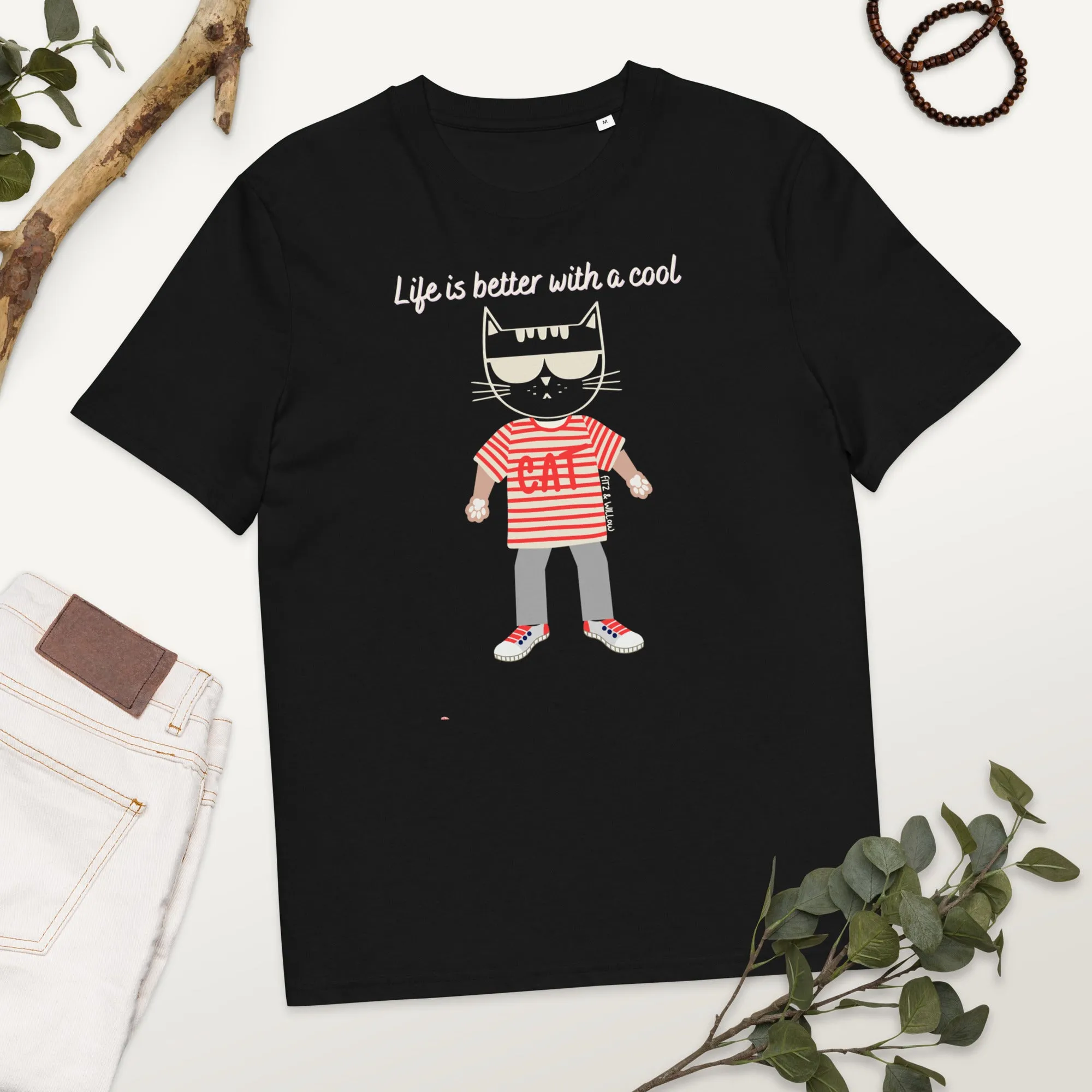 Cool cat, Unisex sustainable t-shirt with cool cat print