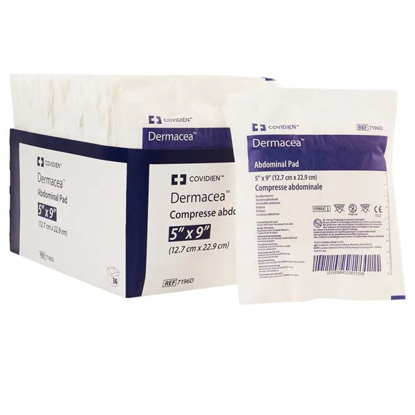 Dermacea Abdominal Pads, Non Woven Fluff Gauze, Sterile, Individually Wrapped