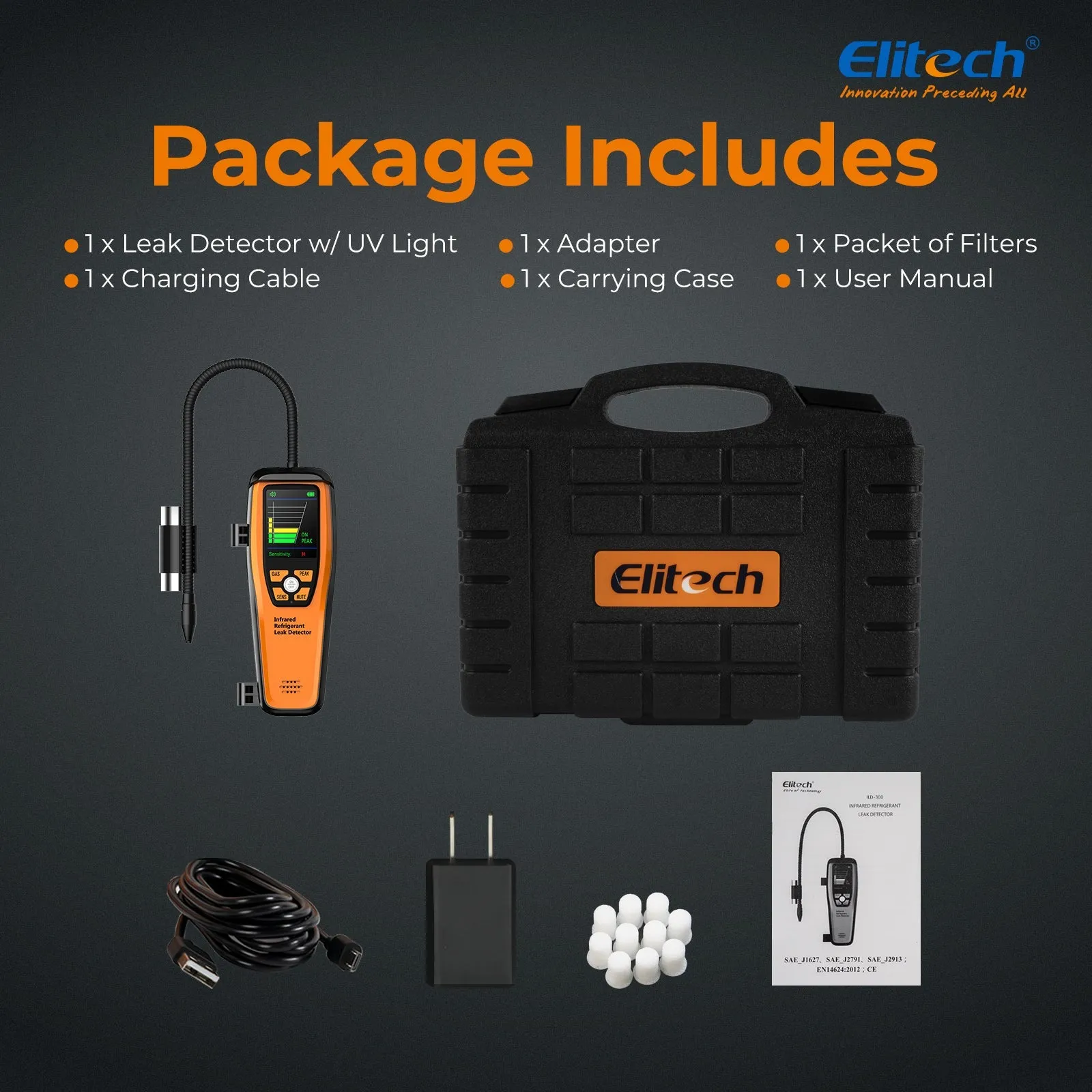 Elitech Infrared Refrigerant Leak Detector Series Detect All HFC, CFC, HCFC, HFO  and Blends