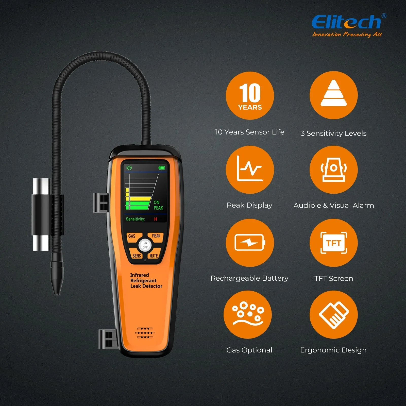 Elitech Infrared Refrigerant Leak Detector Series Detect All HFC, CFC, HCFC, HFO  and Blends