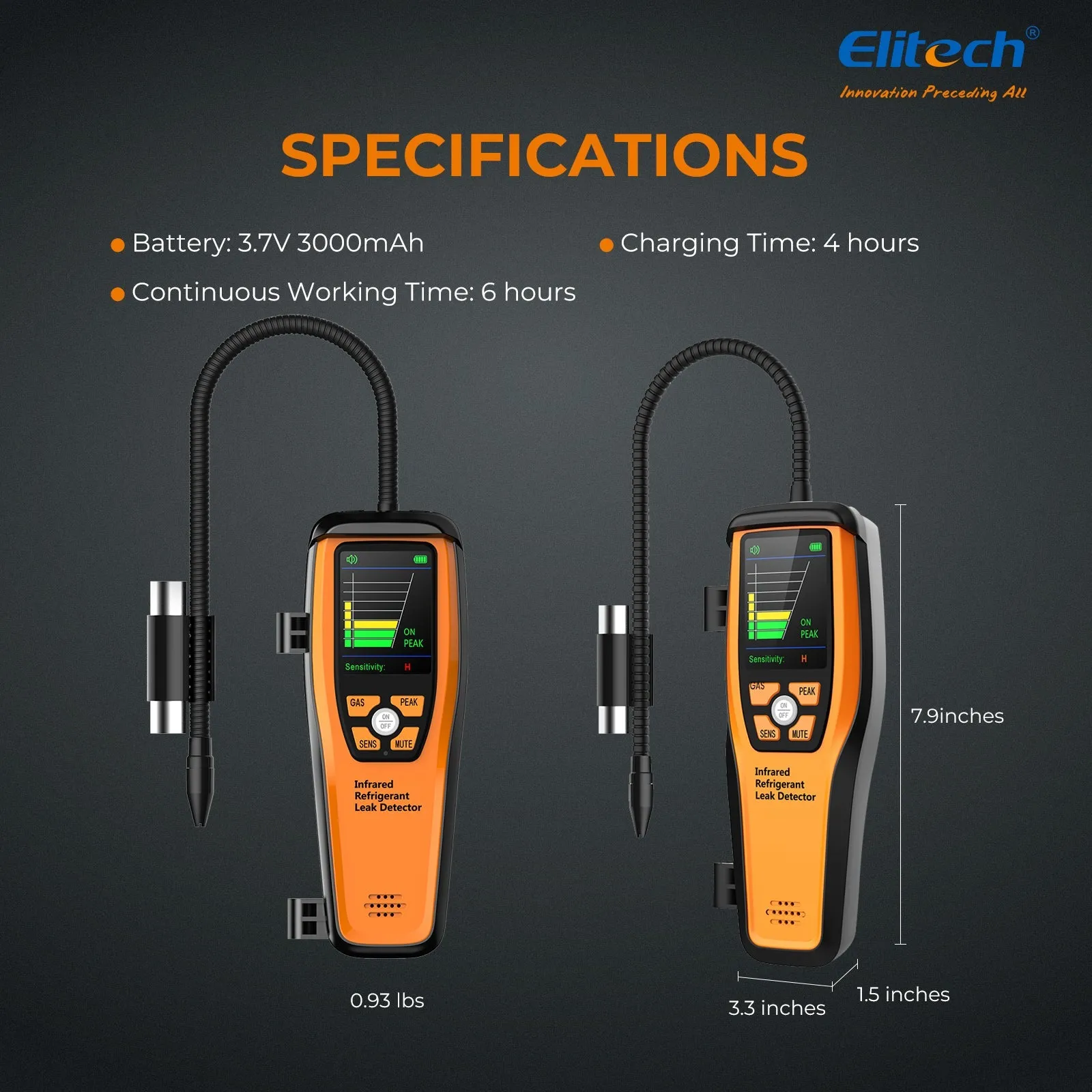 Elitech Infrared Refrigerant Leak Detector Series Detect All HFC, CFC, HCFC, HFO  and Blends