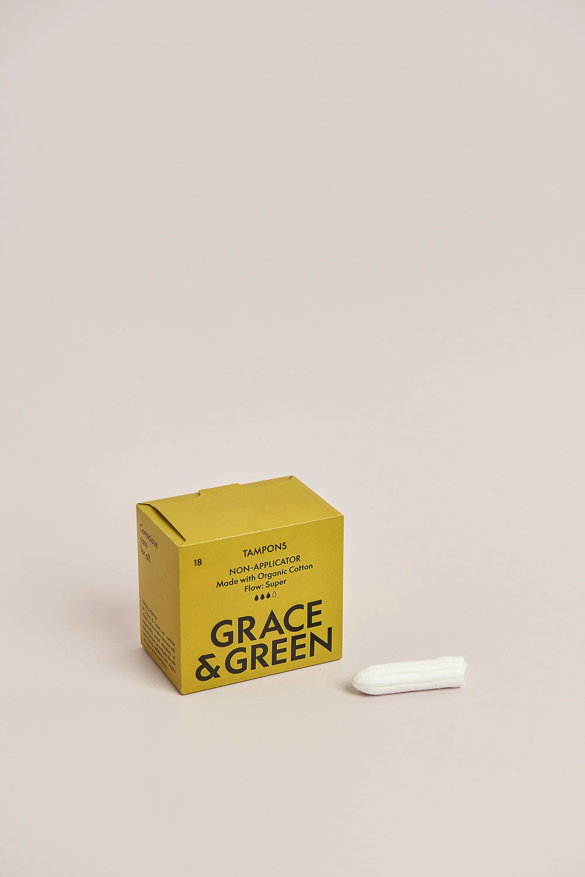 Grace & Green Organic Cotton Non-applicator Tampons - Super 18 tampons