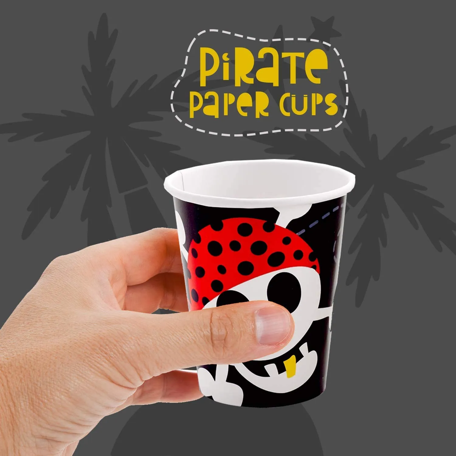 Kicko Pirate Paper Cups - 32 Pack - 9 Ounces - Disposable Drinking Glasses - Dinner