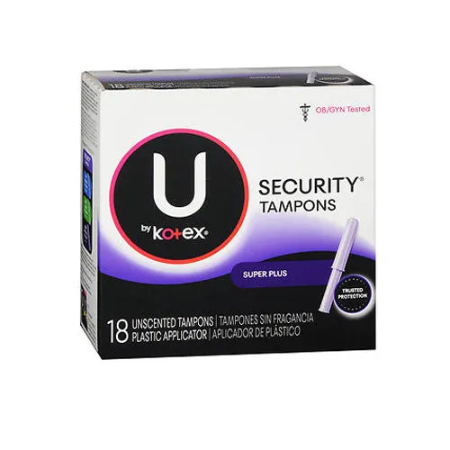 Kotex Security Tampons With Plastic Applicators Unscented Super Plus Absorbency 18 each By U By Kotex