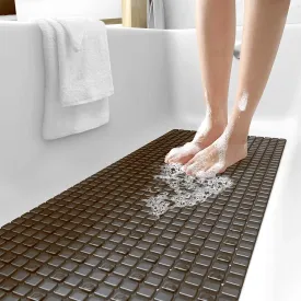 Kuber Industries Non Slip Shower Mat|Bath Mat with Drain Holes and Suction Cups|Brown