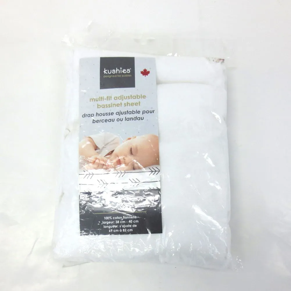 Kushies Multi-Fit Adjustable Cotton Bassinet Sheet - White (85541) (Open Box)