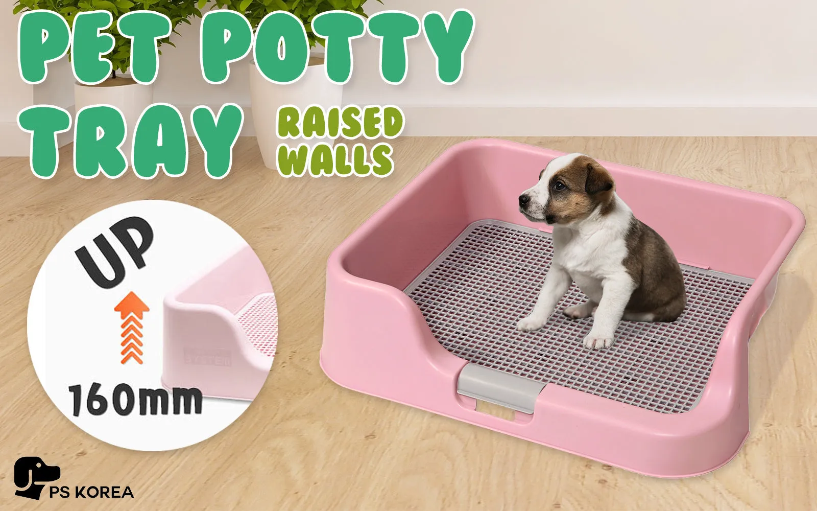 Leak-Proof Dog Potty Tray, Raised Walls, Anti-Slip - PS Korea