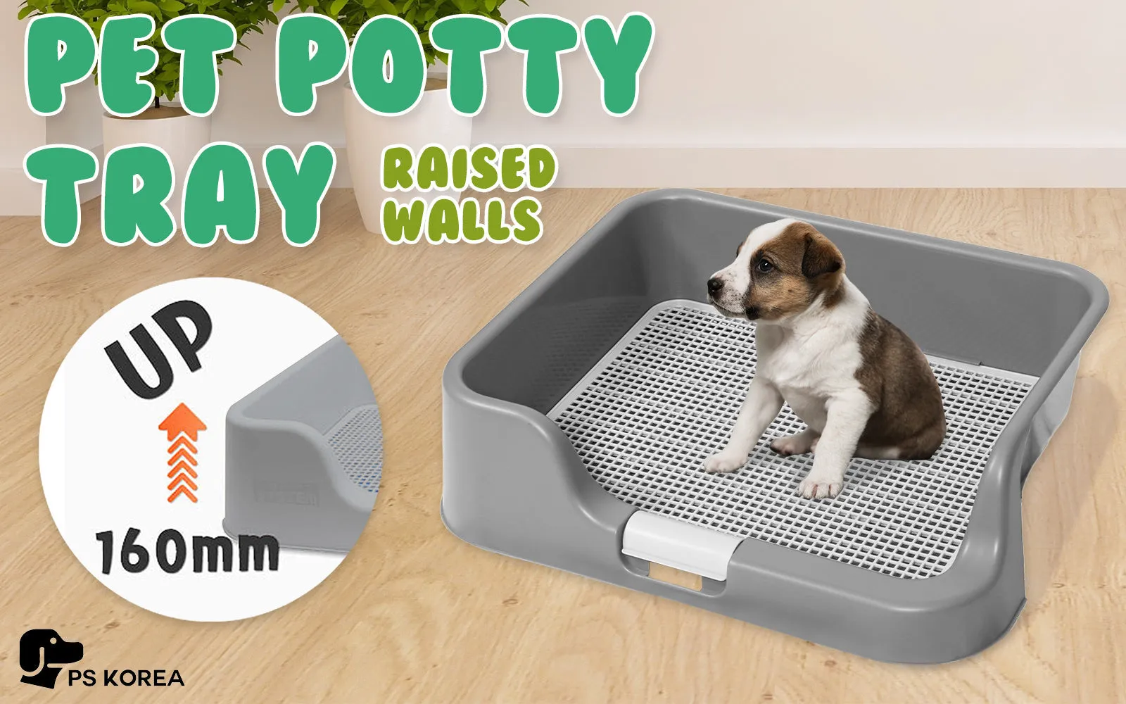 Leak-Proof Dog Potty Tray with Raised Walls, Anti-Slip - PS Korea