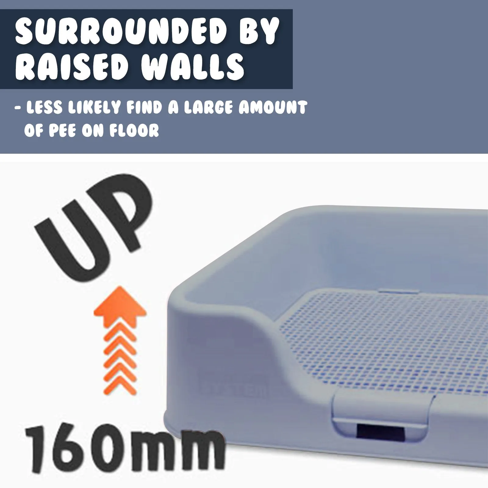 Leak-Proof Pet Potty Tray with Raised Walls, Blue - PS Korea