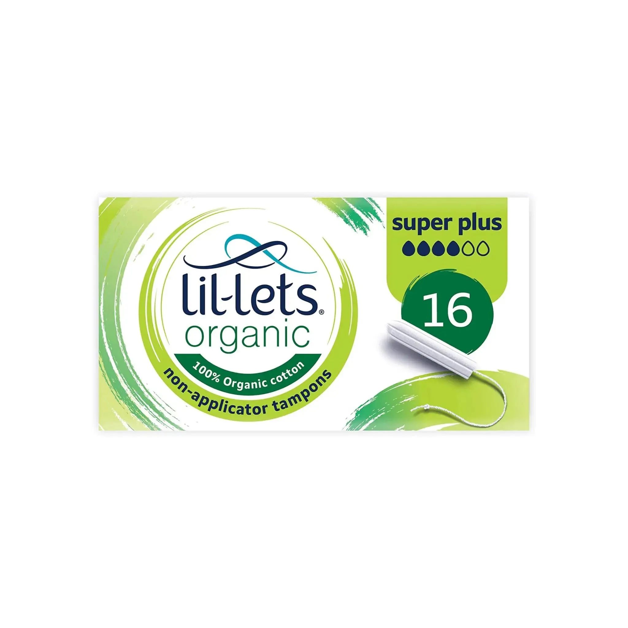 Lil-Lets Organic Non-Applicator Super Plus 16 per pack Tampons