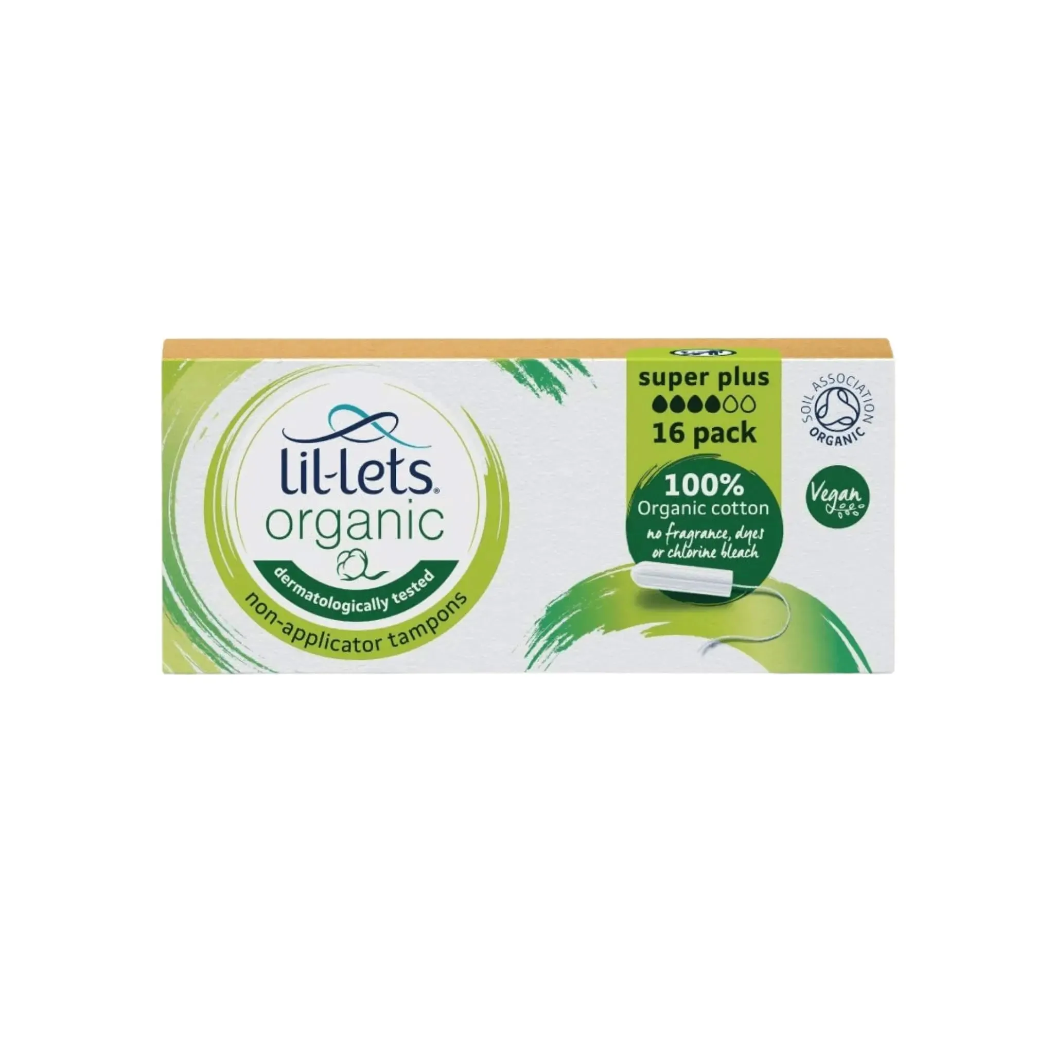 Lil-Lets Organic Non-Applicator Super Plus 16 per pack Tampons