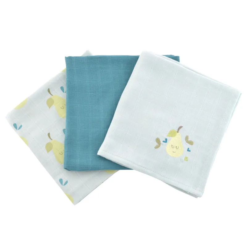 Little Crevette Set of 3 Swaddles 60x60cm Poires