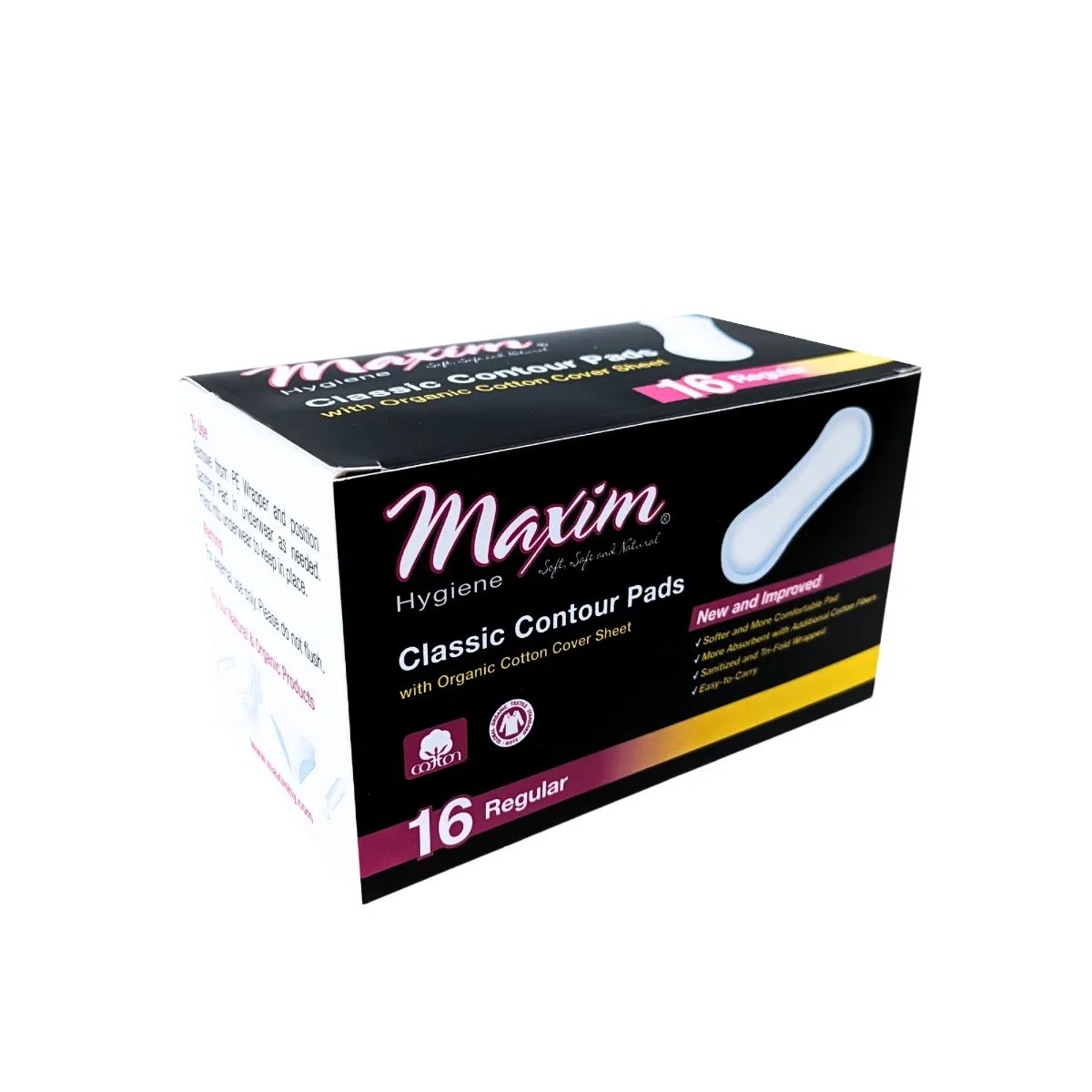 Maxim Hygiene Products Natural Cotton Classic Contour Sanitary Pads Regular 16 Pad