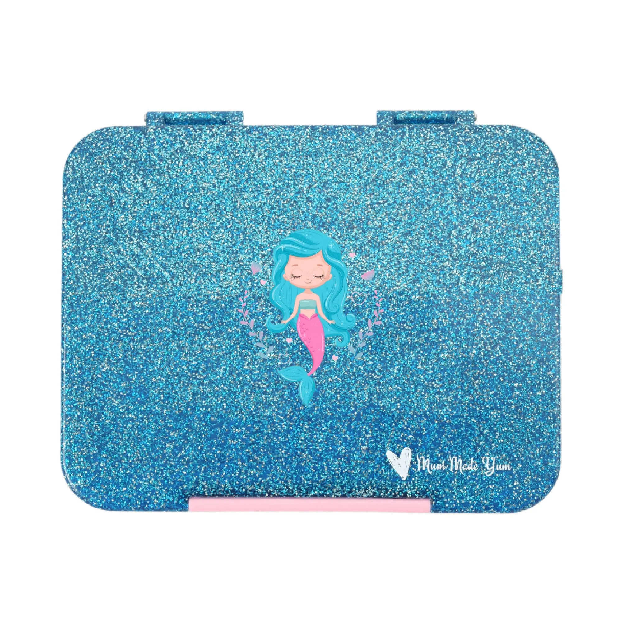 Mum Made Yum Large Bento Lunch Box - Blue Sparkle Mermaid