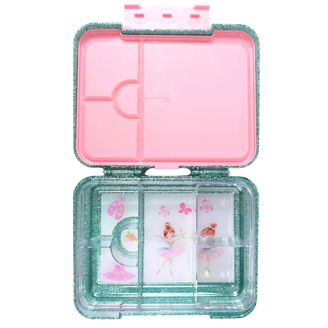 Mum Made Yum Large Bento Lunch Box - Teal Sparkle Ballerina