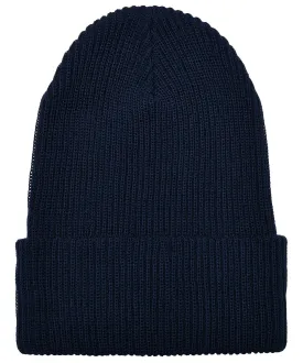 Navy - Recycled yarn ribbed knit beanie (1504RY)