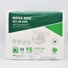 Novamed All in Ones Incontinence Pads, Incontinence Slips, Adult Nappies (15 per bag) - Sizes Medium to Extra Large- A British Brand