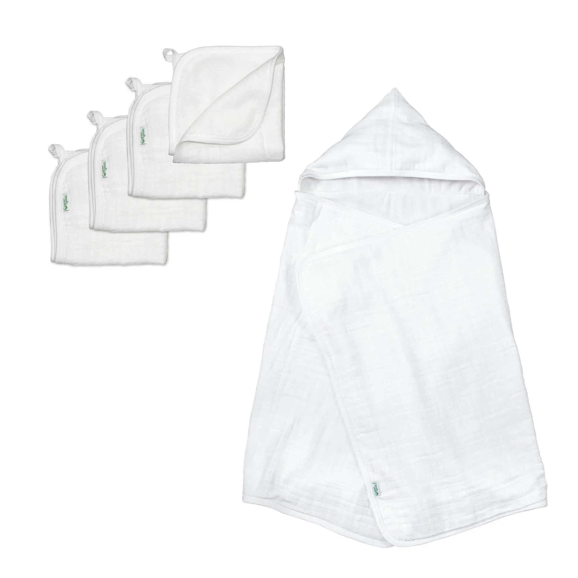 Organic Cotton Muslin Bath Towel & Wash Cloth Set