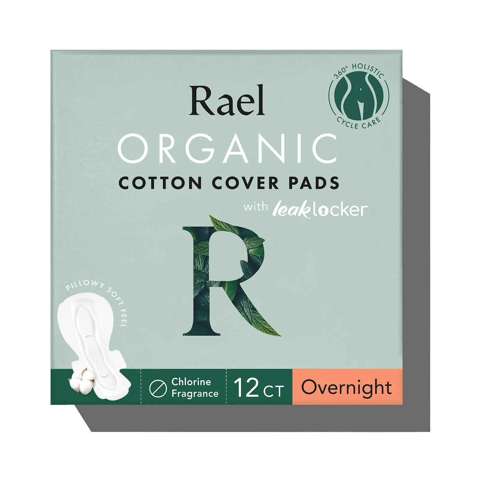 Overnight Sanitary Pads with Certified Organic Cotton Cover 12s