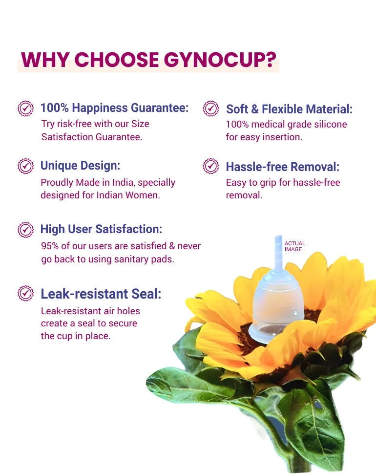 Pack Of 2 Gynocup Menstrual Cup (Free Cramp Relief Roll On)