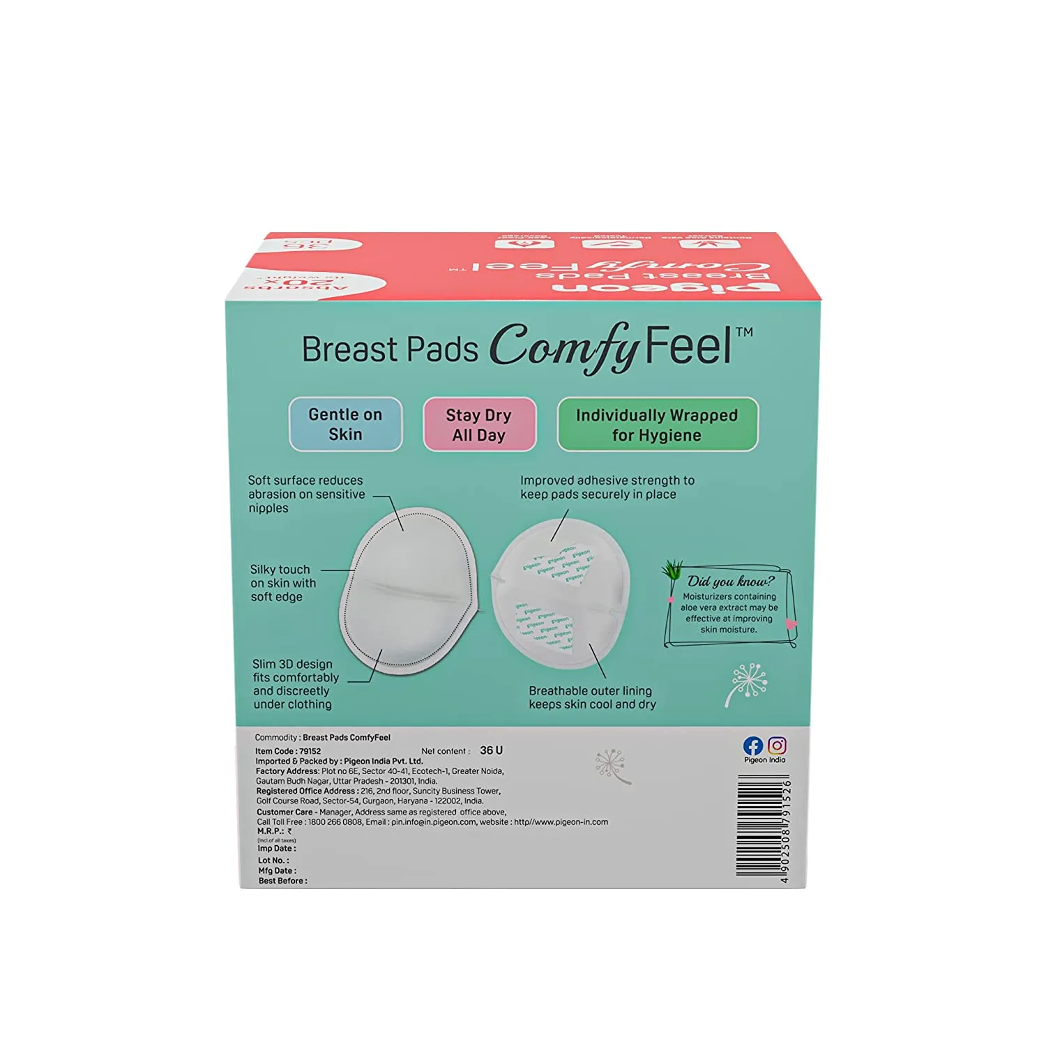 PIGEON Comfy Feel Disposable Breast (Nursing) Pads Soft - 36Pcs