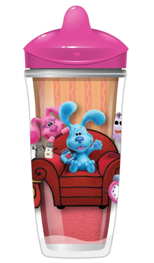 Playtex Baby Sipsters Stage 3 Blue's Clues Straw Cups, Spill-Proof, Leak-Proof, and Insulated, 9 Ounce (Pack of 2)