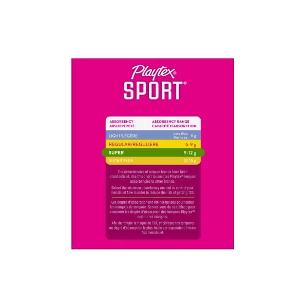 Playtex Sport Super Tampons 48 Ct, 360 Degree Sport Protection That Traps Leaks, Contoured Applicator For Comfortable Placement