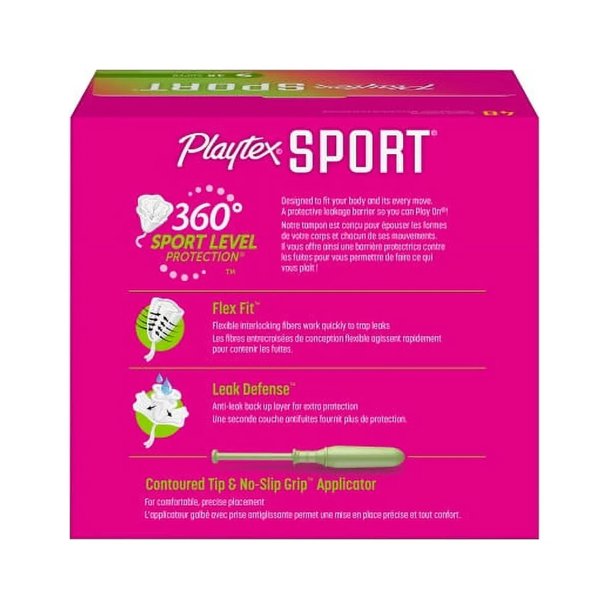 Playtex Sport Super Tampons 48 Ct, 360 Degree Sport Protection That Traps Leaks, Contoured Applicator For Comfortable Placement