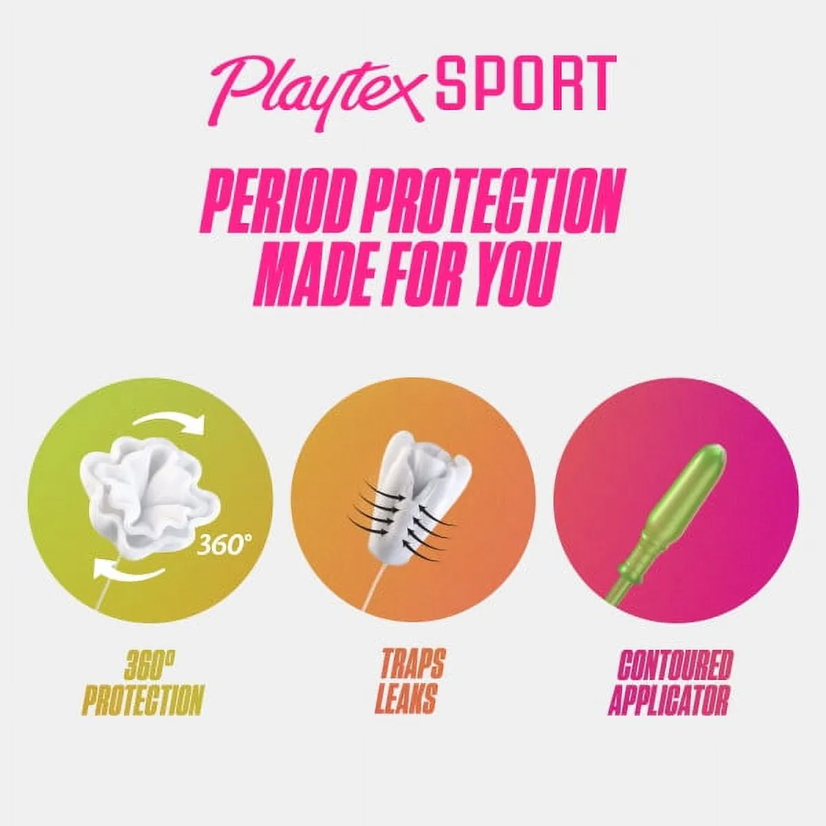 Playtex Sport Super Tampons 48 Ct, 360 Degree Sport Protection That Traps Leaks, Contoured Applicator For Comfortable Placement