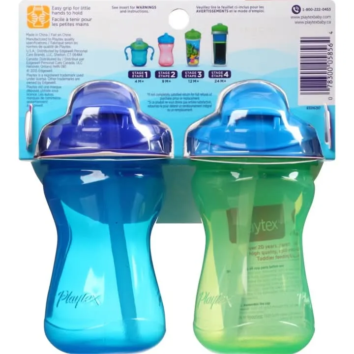 Playtex® Stage 2 Straw Cup  - 2 Pack - Green and Blue