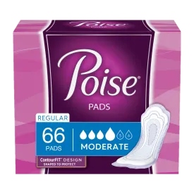 Poise Pads for Women, Moderate Absorbency, Regular Length, 66 count