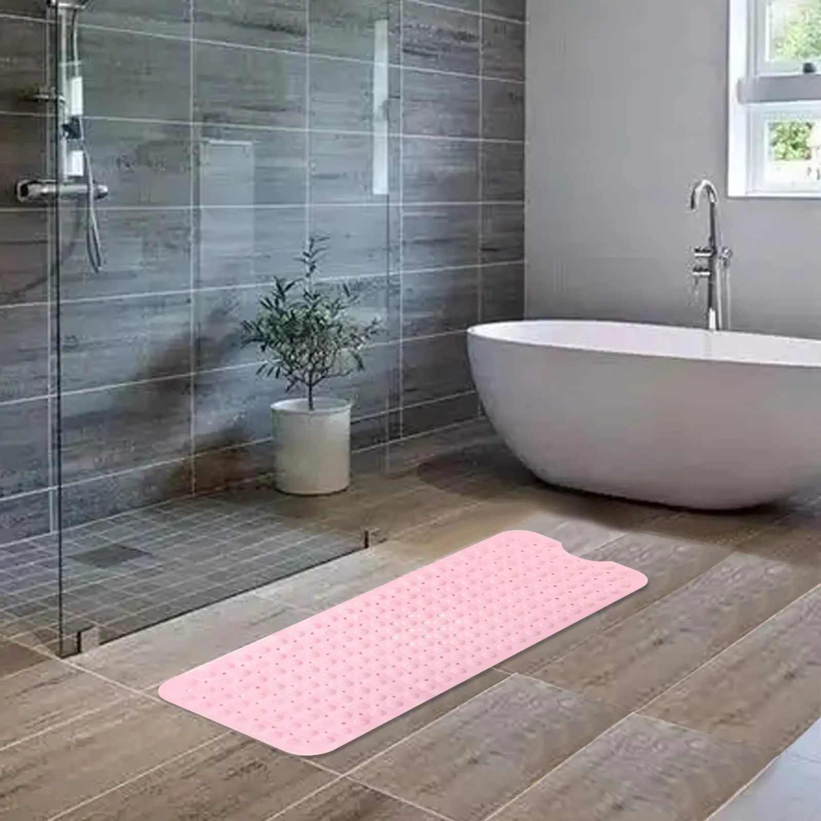 SAVYA HOME - Pink Nonslip Soft Rubber Bath Mat, Rain Mat for Bathtub and Shower, Anti Slip, Anti Bacterial, Machine Washable PVC Bath Mat for Bathroom | Size : 100 x 40 cm