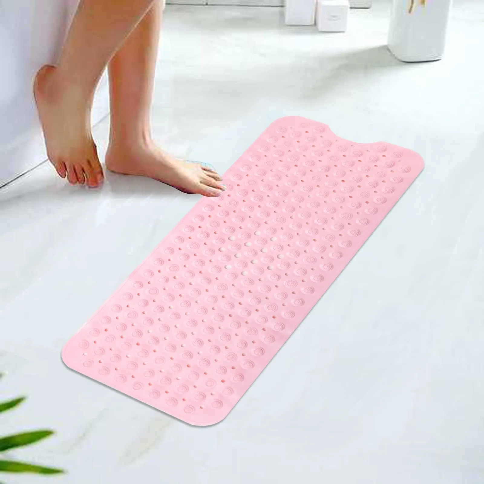 SAVYA HOME - Pink Nonslip Soft Rubber Bath Mat, Rain Mat for Bathtub and Shower, Anti Slip, Anti Bacterial, Machine Washable PVC Bath Mat for Bathroom | Size : 100 x 40 cm