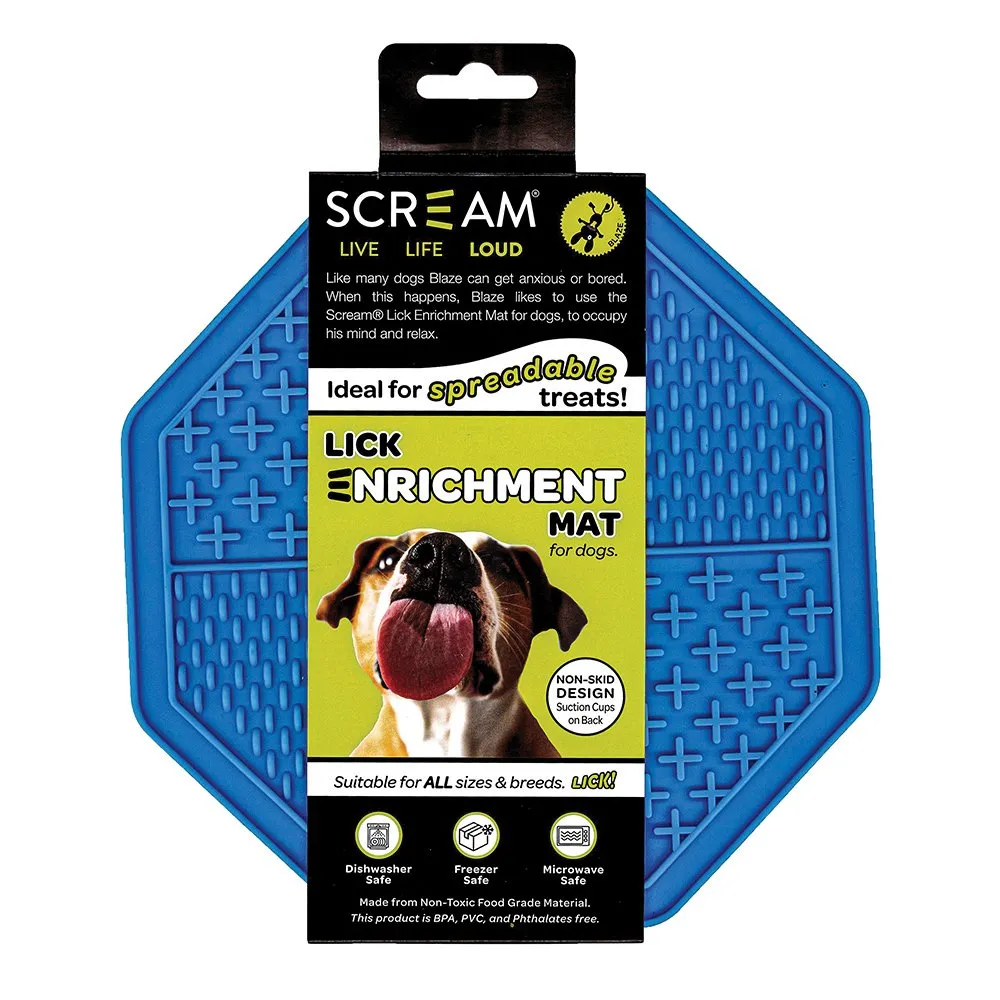 Scream Lick Enrichment Octagon Non Slip Dog Mat Blue