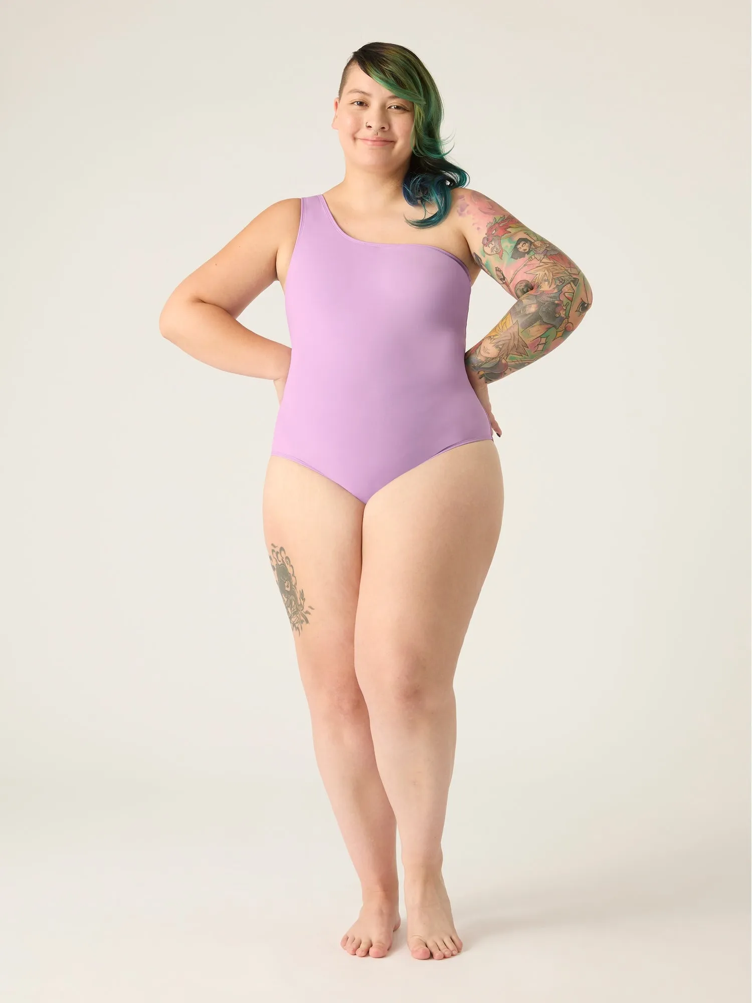 Swimwear One-Shoulder One-Piece Light-Moderate Lavender