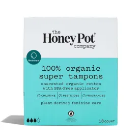 The Honey Pot Super Tampons Bio-Plastic Applicator 18 Pack