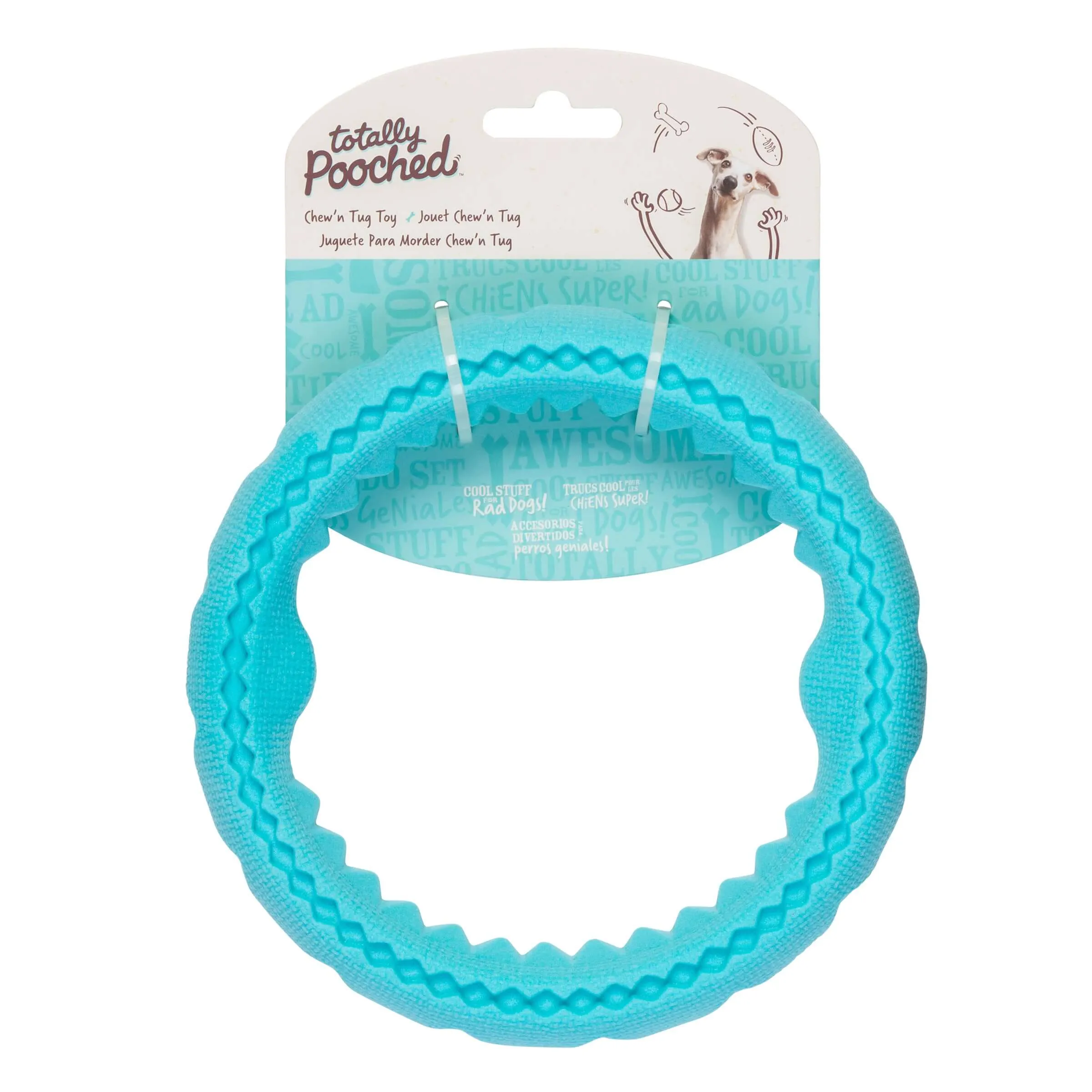 Totally Pooched Chew' n Tug Ring, Foam Rubber Dog Toy, 6.5"